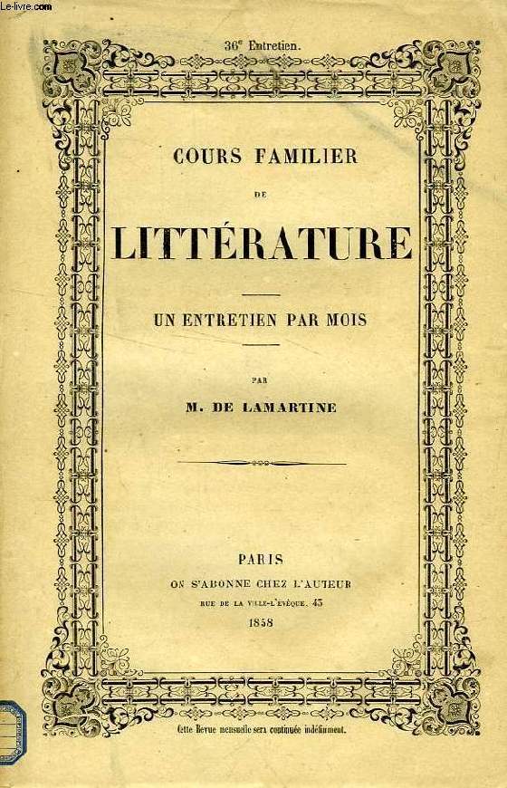 COURS FAMILIER DE LITTERATURE, XXXVIe ENTRETIEN, LA LITTERATURE DES SENS, LA PEINTURE, LEOPOLD ROBERT (I)