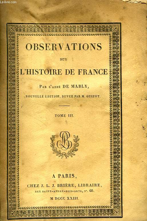 OBSERVATIONS SUR L'HISTOIRE DE FRANCE, TOME III