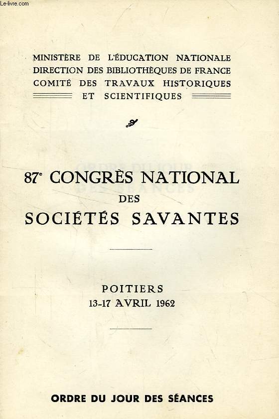 87e CONGRES NATIONAL DES SOCIETES SAVANTES