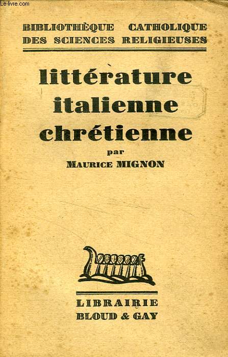 LITTERATURE ITALIENNE CHRETIENNE