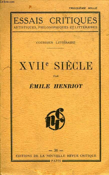 COURRIER LITTERAIRE, XVIIe SIECLE