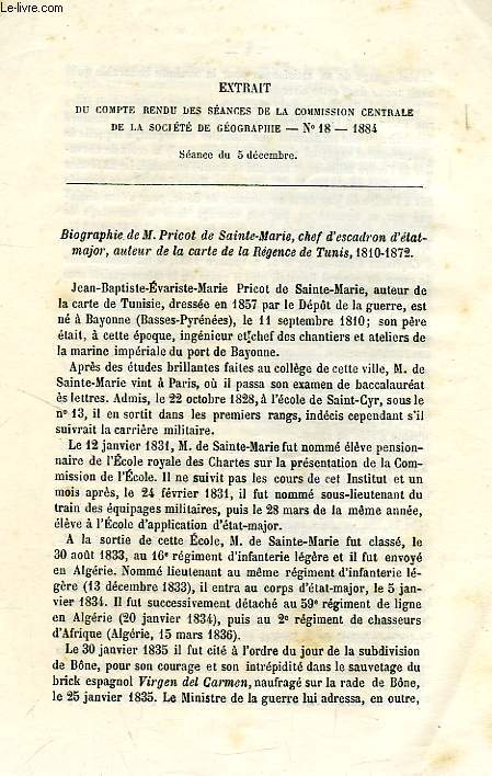 EXTRAIT DU COMPTE RENDU DES SEANCES DE LA COMMISSION CENTRALE DE LA SOCIETE DE GEOGRAPHIE, N 18, 1884