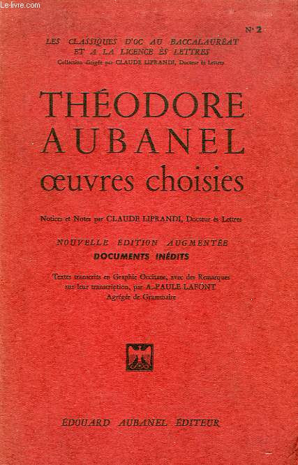 THEODORE AUBANEL, OEUVRES CHOISIES