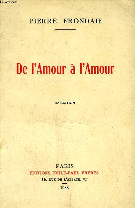 DE L'AMOUR A L'AMOUR