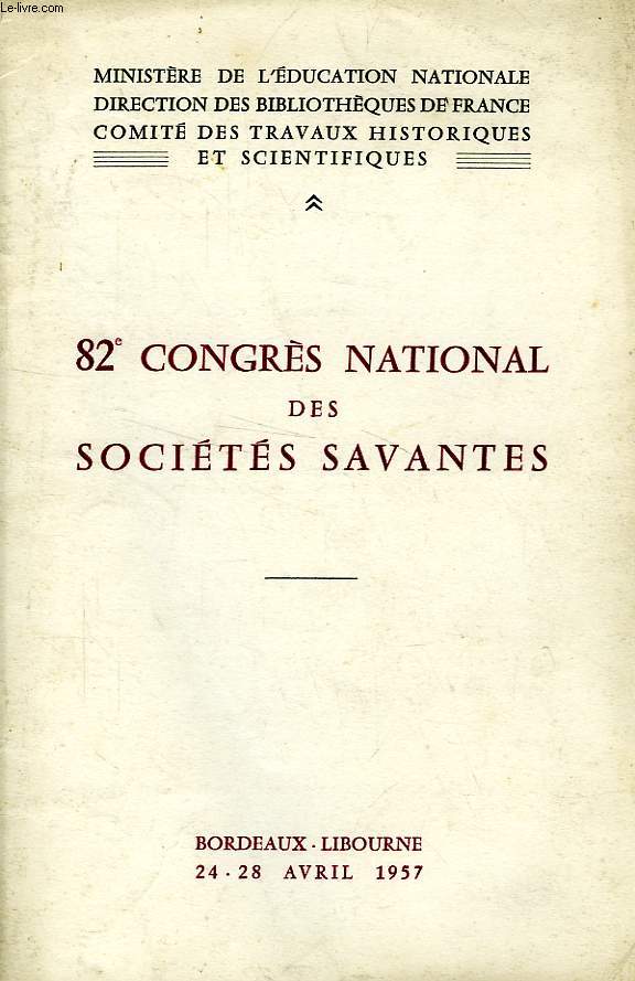82e CONGRES NATIONAL DES SOCIETES SAVANTES