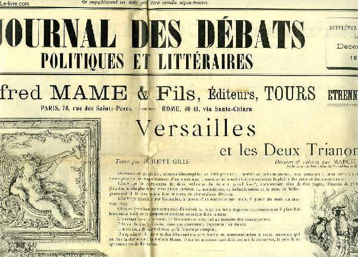 JOURNAL DES DEBATS POLITIQUES ET LITTERAIRES, SUPPLEMENT ILLUSTRE DE DEC. 1898
