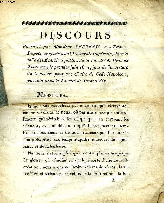DISCOURS, 1er JUIN 1809
