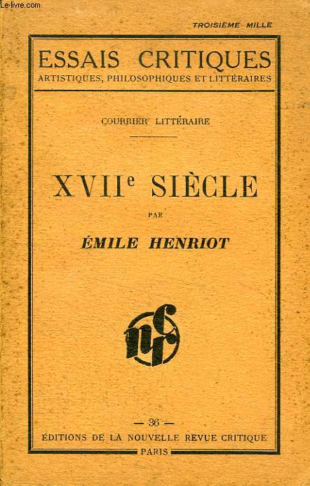 COURRIER LITTERAIRE, XVIIe SIECLE