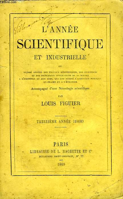L'ANNEE SCIENTIFIQUE ET INDUSTRIELLE, 13e ANNEE (1868)