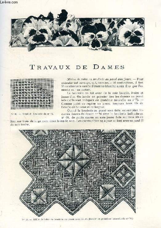REVUE DE PARIS (EXTRAIT), NOS PARISIENNES AU SALON / TRAVAUX DE DAMES