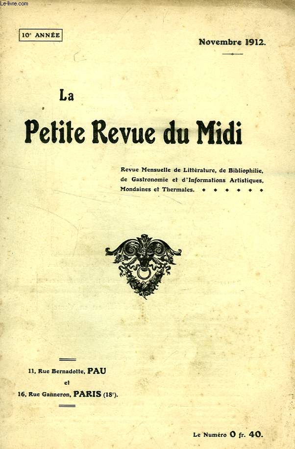 LA PETITE REVUE DU MIDI, 10e ANNEE, NOV. 1912