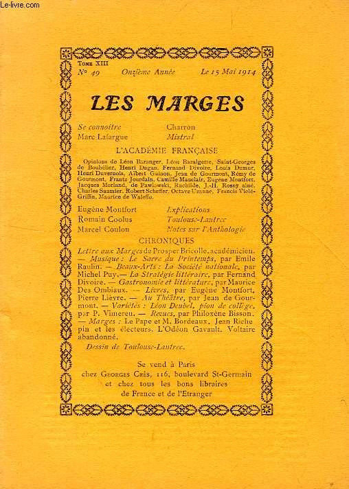 LES MARGES, TOME XIII, 11e ANNEE, N 49, MAI 1914