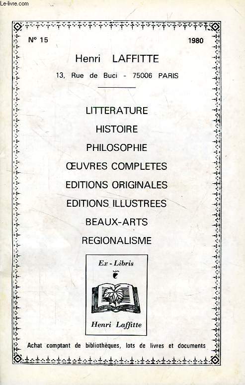 HENRI LAFFITTE, N 15, 1980 (CATALOGUE)