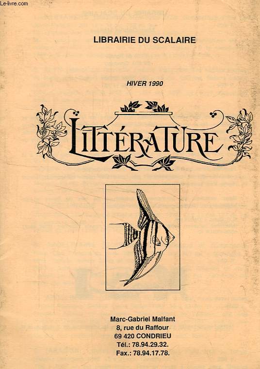 LIBRAIRIE DU SCALAIRE, HIVER 1990 (CATALOGUE)