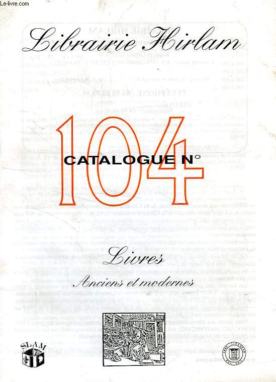 LIBRAIRIE HIRLAM, CATALOGUE N 104