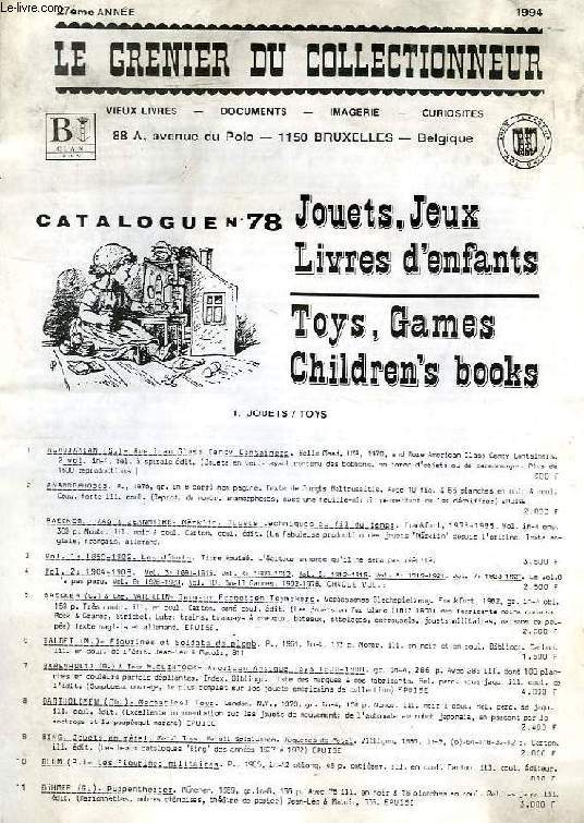 LE GRENIER DU COLLECTIONNEUR, 27e ANNEE, CATALOGUE N 78, 1994