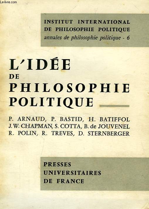 L'IDEE DE PHILOSOPHIE POLITIQUE