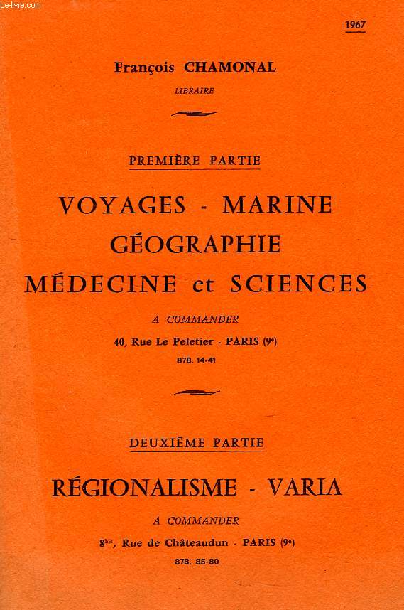 VOYAGES-MARINE, GEOGRAPHIE, MEDECINE ET SCIENCES, / REGIONALISME, VARIA (CATALOGUE)