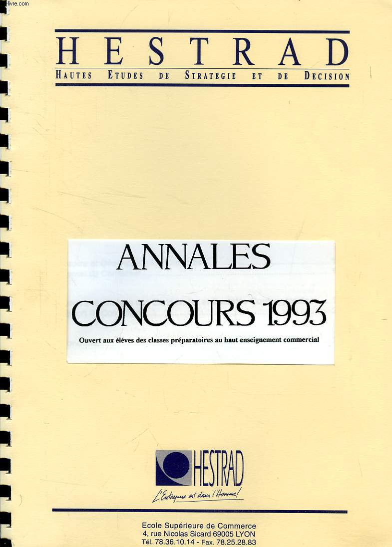 HESTRAD, ANNALES CONCOURS 1993