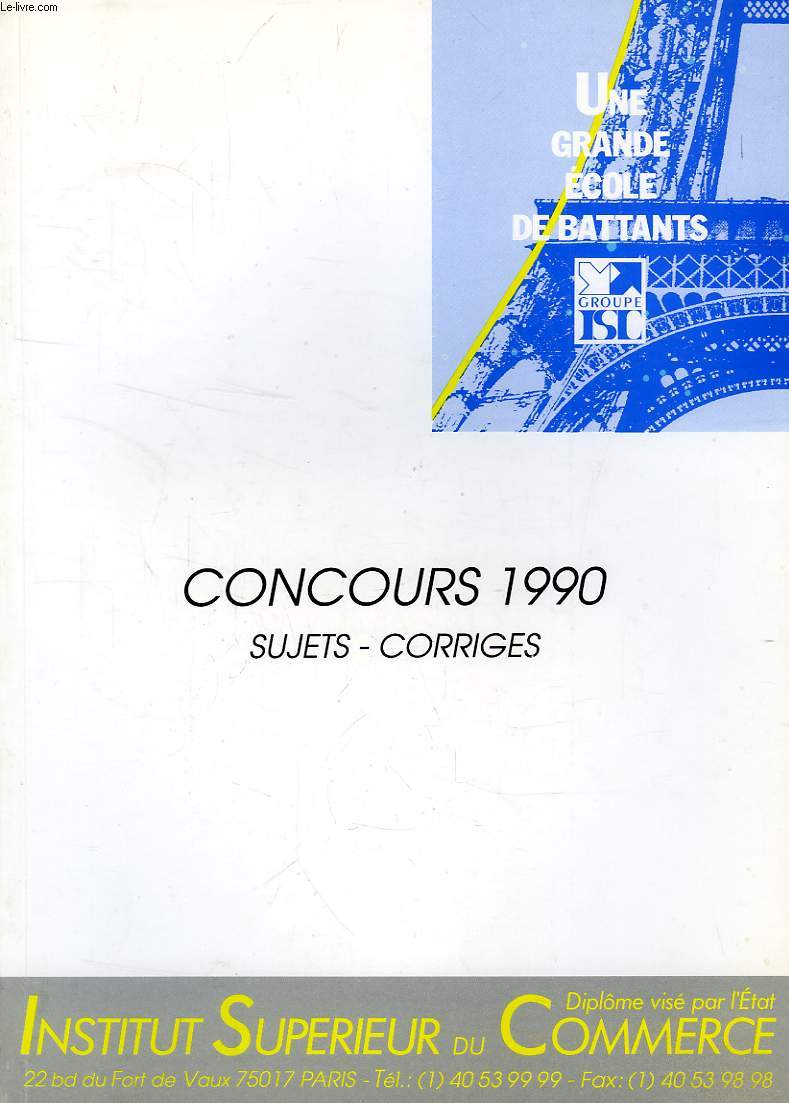 INSTITUT SUPERIEUR DU COMMERCE, CONCOURS 1990