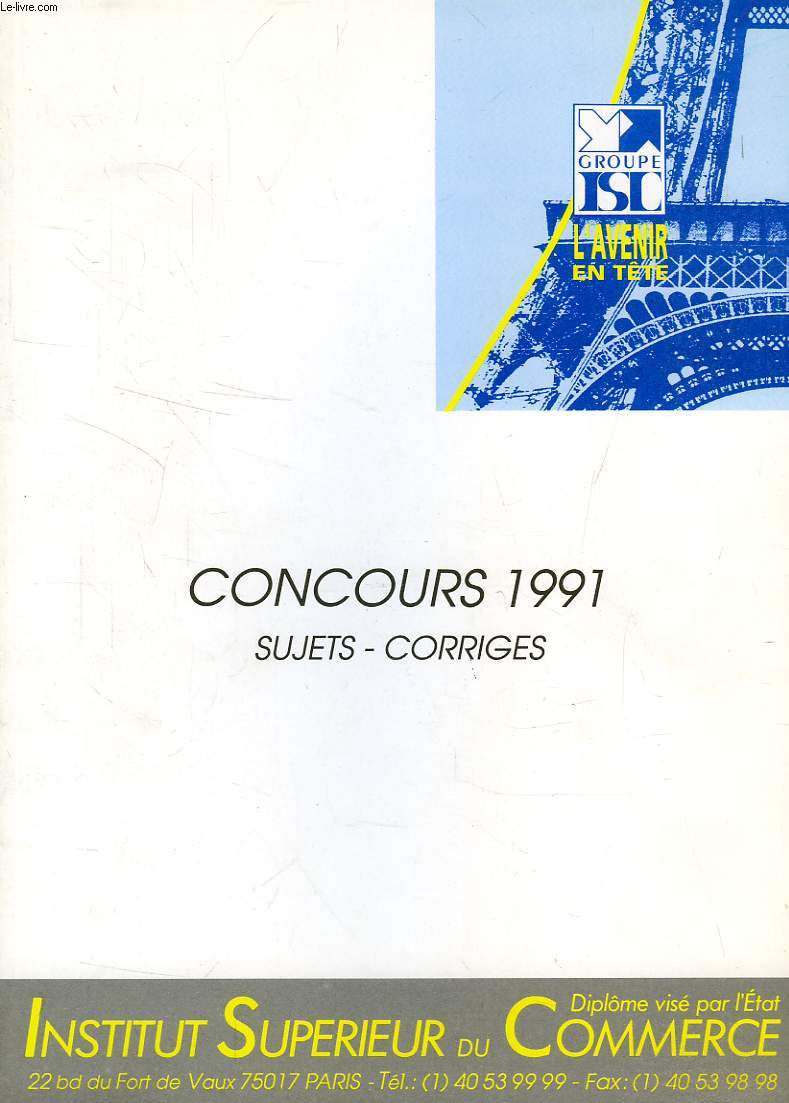 INSTITUT SUPERIEUR DU COMMERCE, CONCOURS 1991