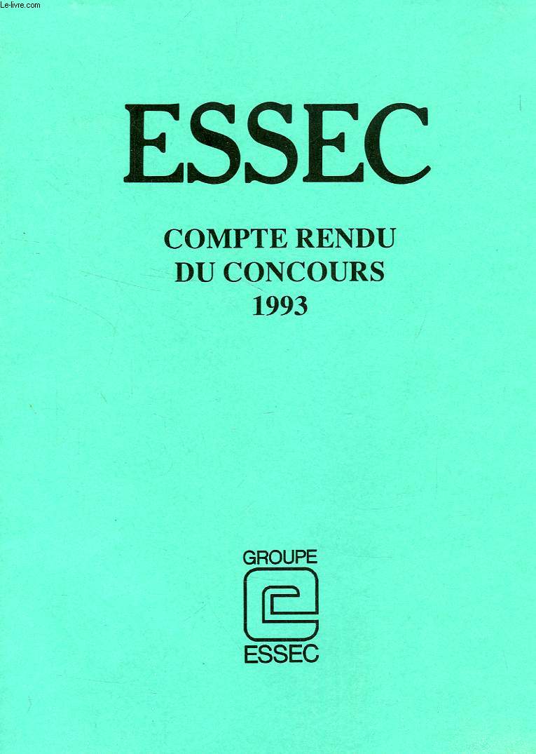 ESSEC, COMPTE RENDU DU CONCOURS 1993