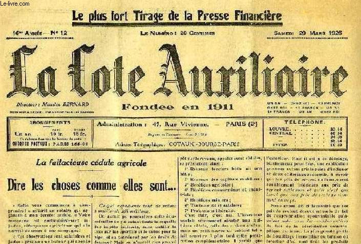 LA COTE AUXILIAIRE, 16e ANNEE, N 12, 20 MARS 1926