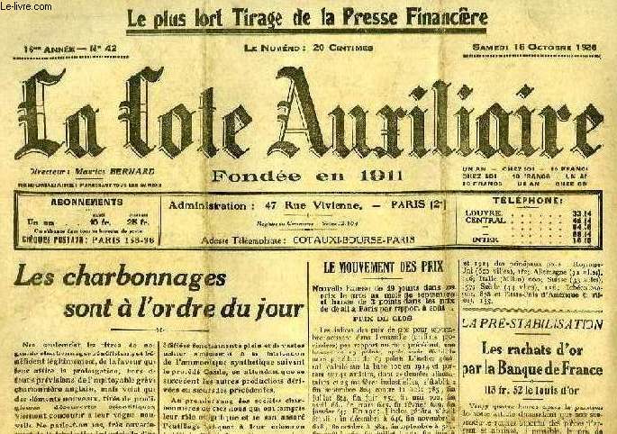 LA COTE AUXILIAIRE, 16e ANNEE, N 42, 16 OCT. 1926
