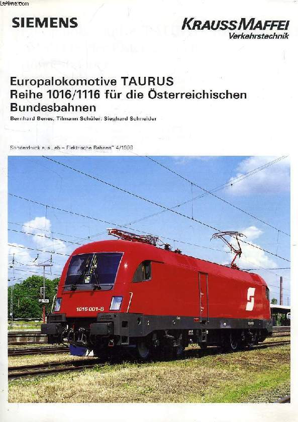 EUROPALOKOMOTIVE TAURUS REIHE 1016/1116 FUR DIE OSTERREICHISCHEN BUNDESBAHNEN