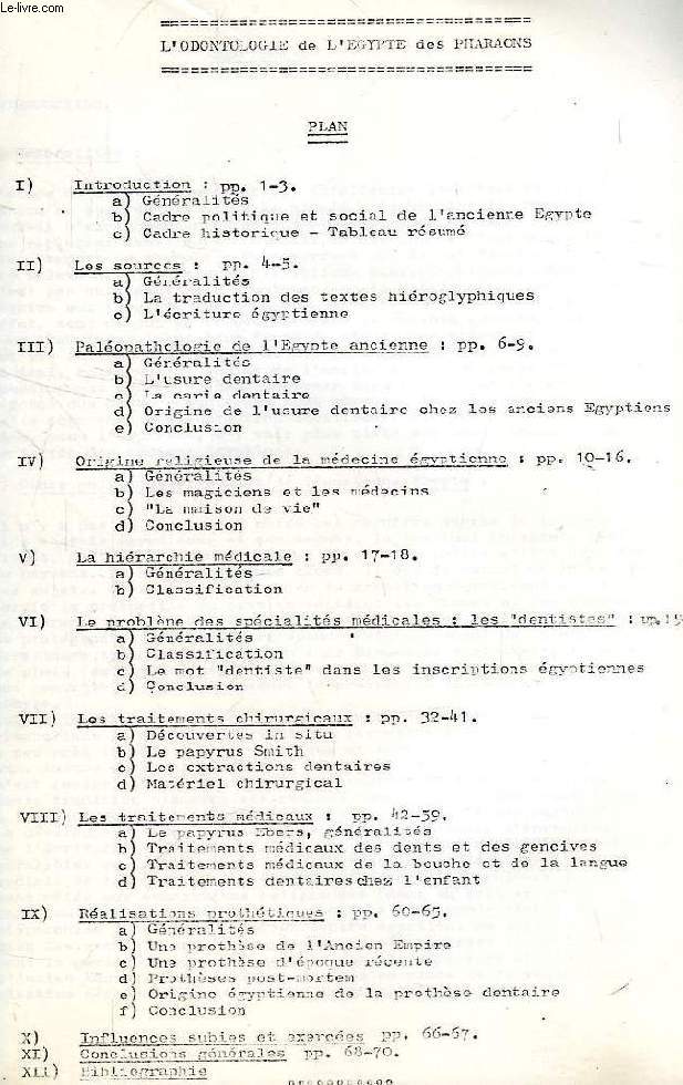 L'ODONTOLOGIE DE L'EGYPTE DES PHARAONS