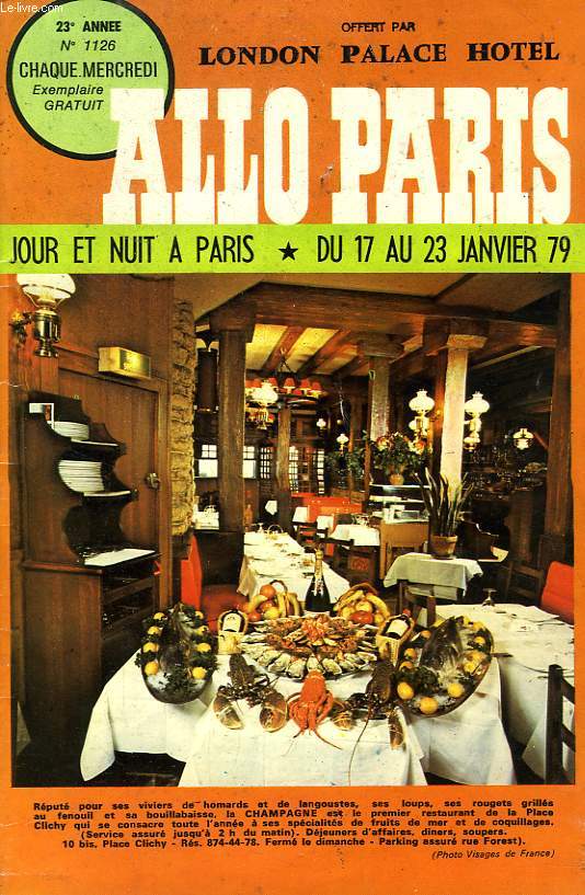 ALLO PARIS, 23e ANNEE, N 1126, JAN. 1979