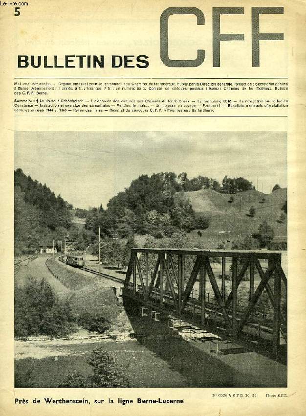 BULLETIN DES CFF, 22e ANNEE, N 5, MAI 1945