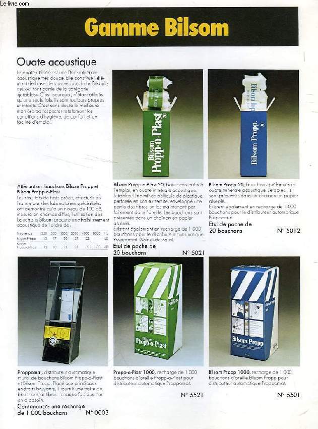 NOTIONS ESSENTIELLES SUR LE BRUIT ET LA PROTECTION DE L'OUE / GAMME BILSOM