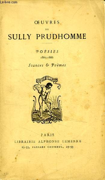 OEUVRES DE SULLY PRUDHOMME, POESIES, 1865-1866, STANCES & POEMES