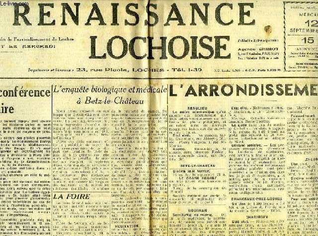 LA RENAISSANCE LOCHOISE, 10e ANNEE, N 477, 12 SEPT. 1956