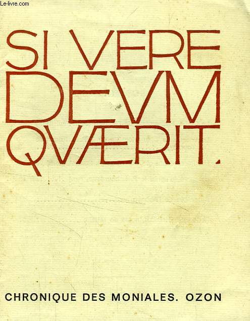 SI VERE DEVM QVAERIT, CHRONIQUE DES MONIALES, OZON, N 64, 1982