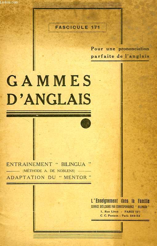 GAMMES D'ANGLAIS, FASC. 171