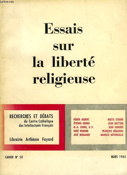 ESSAIS SUR LA LIBERTE RELIGIEUSE