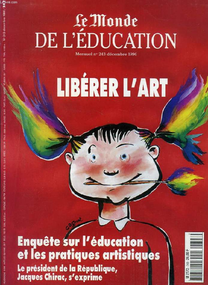 LE MONDE DE L'EDUCATION, N 243, DEC. 1996, LIBERER L'ART