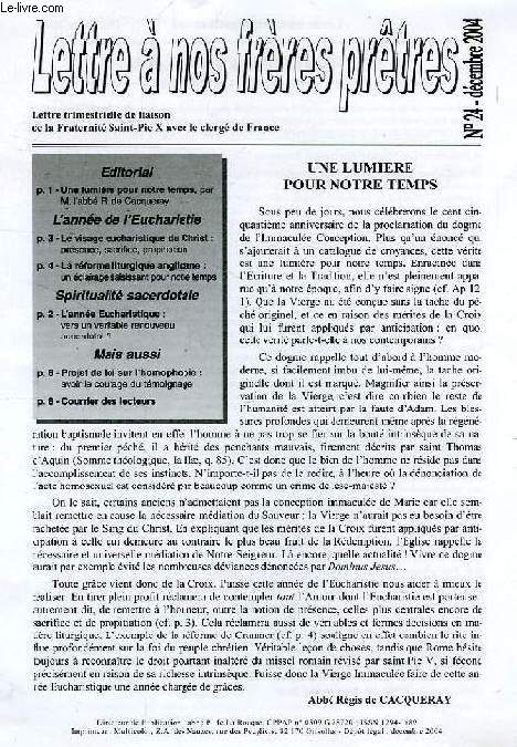 LETTRE A NOS FRERES PRETRES, N 24, DEC. 2004