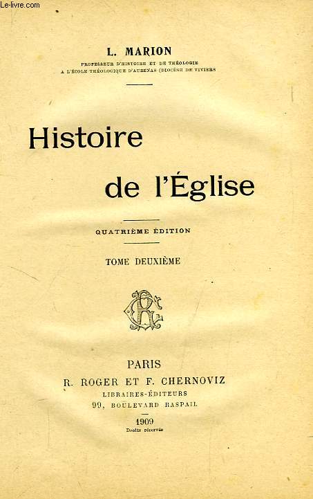 HISTOIRE DE L'EGLISE, TOME II