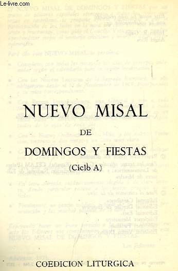 NUEVO MISAL DE DOMINGOS Y FIESTAS (CICLO A)