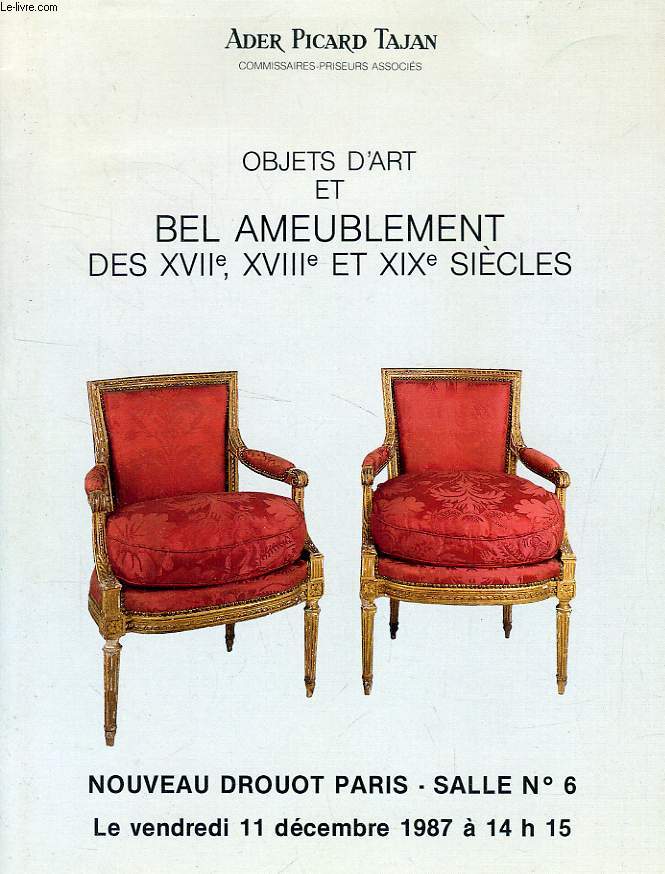 OBJETS D'ART ET BEL AMEUBLEMENT, LOT DE 10 CATALOGUES