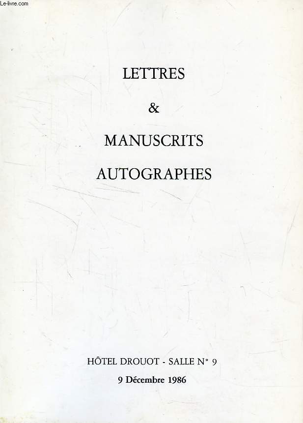 LETTRES & MANUSCRITS AUTOGRAPHES (CATALOGUE)