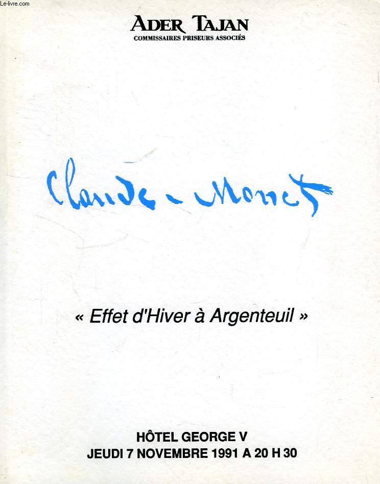 CLAUDE MONET, 'EFFET D'HIVER A ARGENTEUIL' (CATALOGUE)