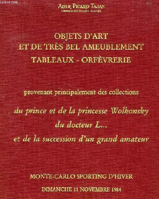 OBJETS D'ART ET DE TRES BEL AMEUBLEMENT, TABLEAUX, ORFEVRERIE (CATALOGUE)