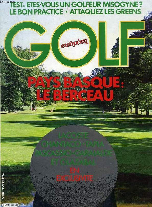 GOLF EUROPEEN, N 187, FEV. 1986, PAYS BASQUE