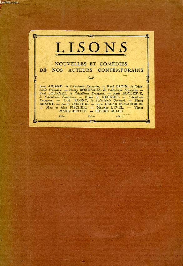 LISONS, NOUVELLES ET COMEDIES DE NOS AUTEURS CONTEPORAINS