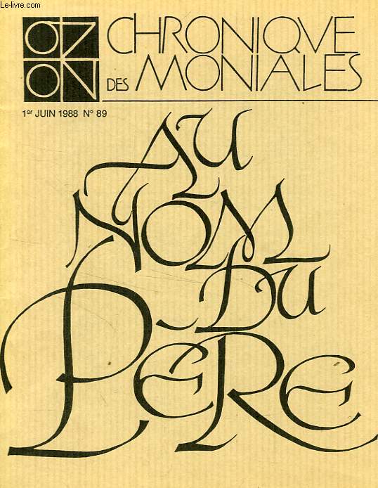 CHRONIQUES DES MONIALES, N 89, JUIN 1988