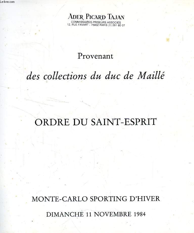 ORDRE DU SAINT-ESPRIT, COLLECTIONS DU DUC DE MAILL (CATALOGUE)